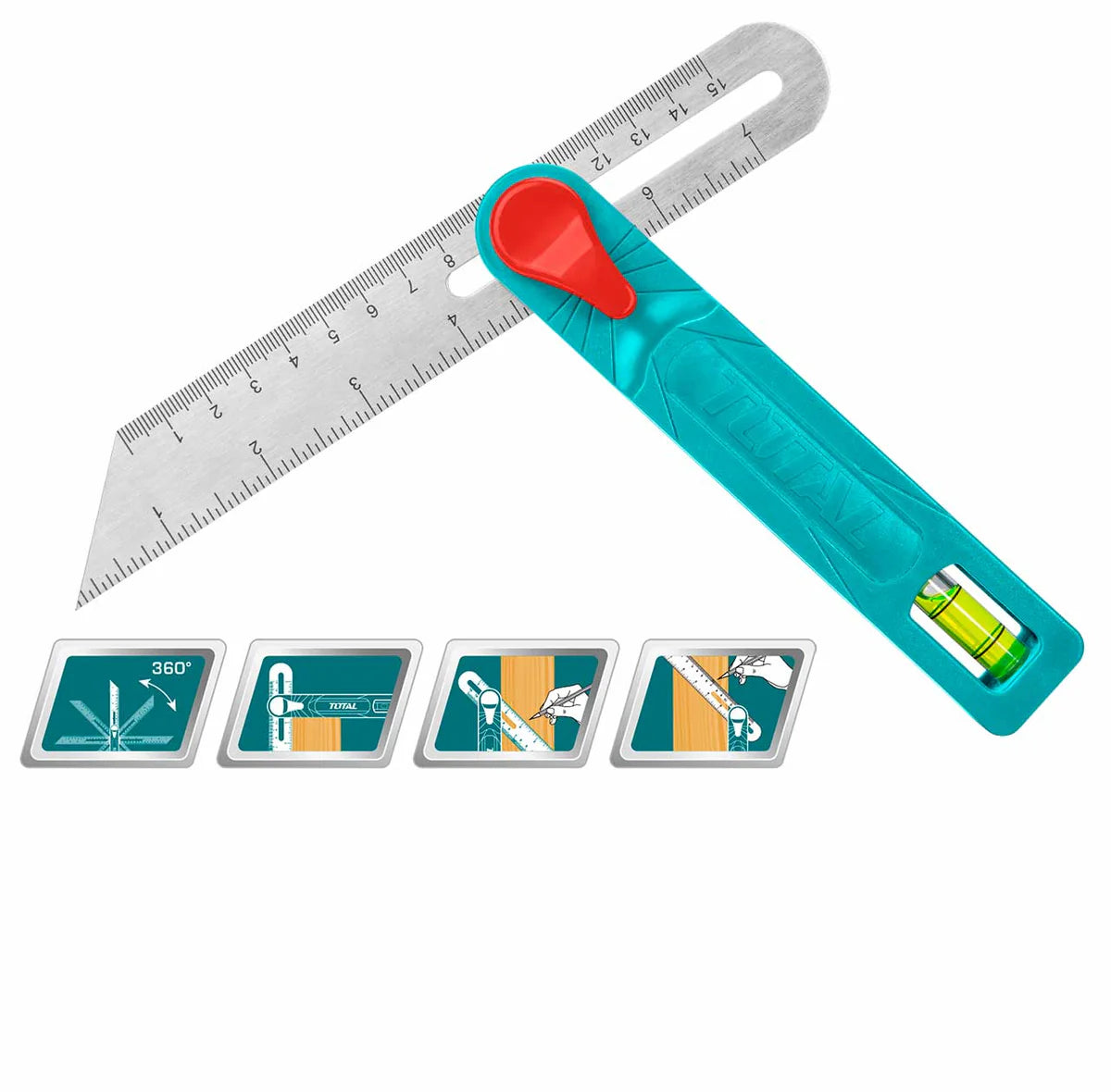 Total TAHS181511 Angle Square 180mm (7") - Stainless Steel with Bubble Total